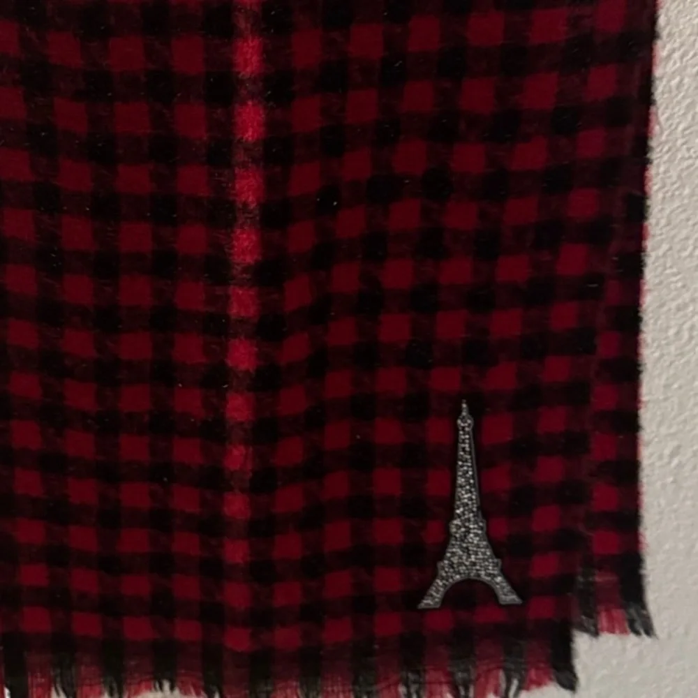 Karl Lagerfeld Red and Black ✨ glitter Scarf with Eiffel Tower Paris Design